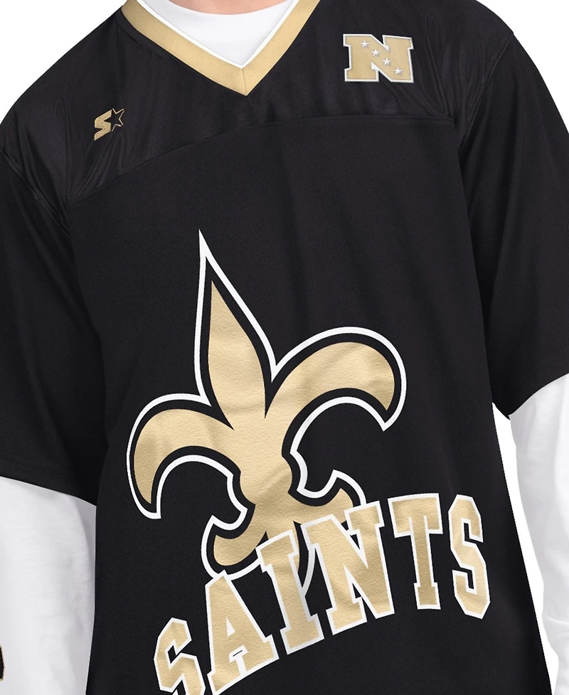 Starter Men's Black/White New Orleans Saints Short Sleeve Long Combo Pack T-Shirt