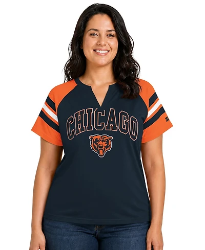 Starter Plus Chicago Bears Game On Notch Neck Raglan T-Shirt