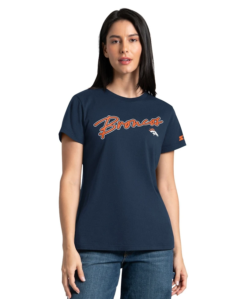 Starter Women's Denver Broncos Screen Print Graphics Crewneck, 2-Pack T-Shirts