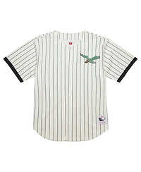 Mitchell & Ness Men's Cream Philadelphia Eagles Big Tall Heavyweight Mesh Button-Up Fashion Jersey