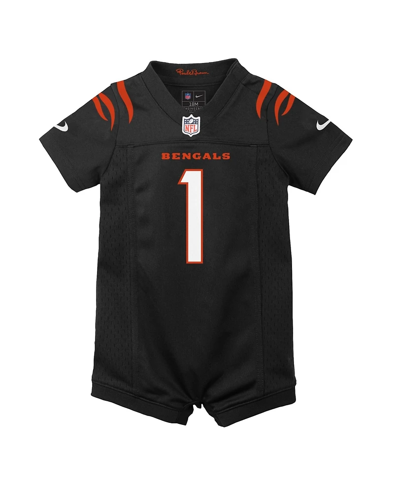 Nike Baby Boys and Girls Ja'Marr Chase Black Cincinnati Bengals Romper Game Jersey