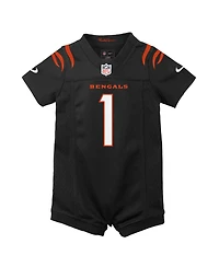 Nike Baby Boys and Girls Ja'Marr Chase Black Cincinnati Bengals Romper Game Jersey
