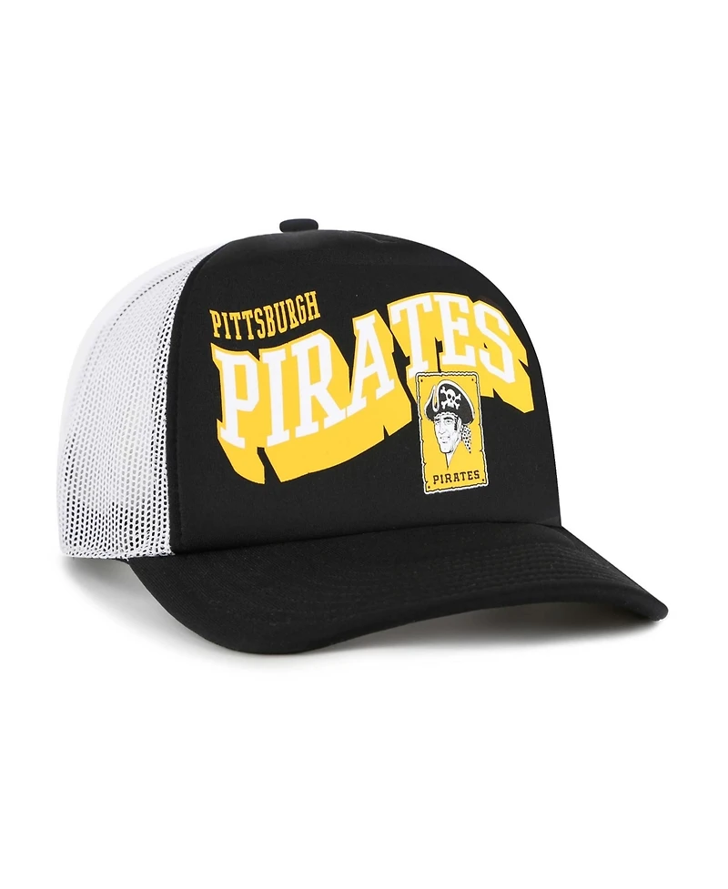 47 Brand Men's Black Pittsburgh Pirates Meander Foam Trucker Snapback Hat