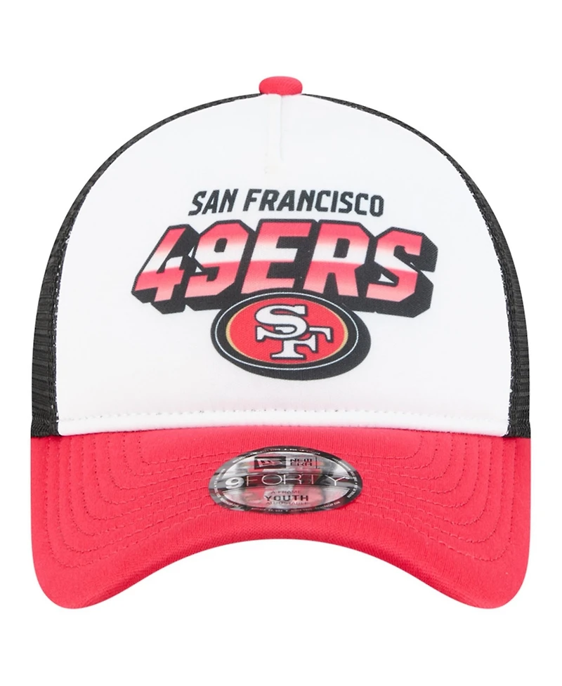New Era Big Boys and Girls White/Scarlet San Francisco 49ers Streak 9FORTY A-Frame Adjustable Hat