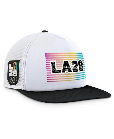 Fanatics Men's White/Black LA28 Summer Olympics On Deck A-Frame Trucker Adjustable Hat