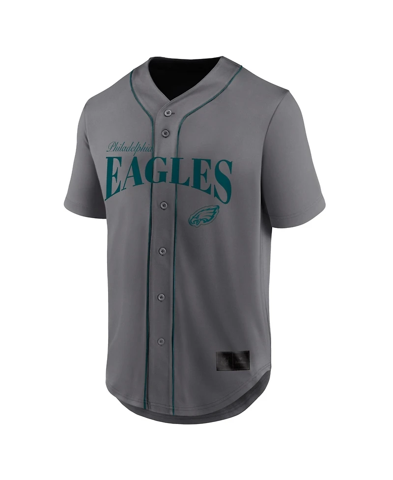 Fanatics Men's Gray Philadelphia Eagles After Hours Button-Up Baseball Top