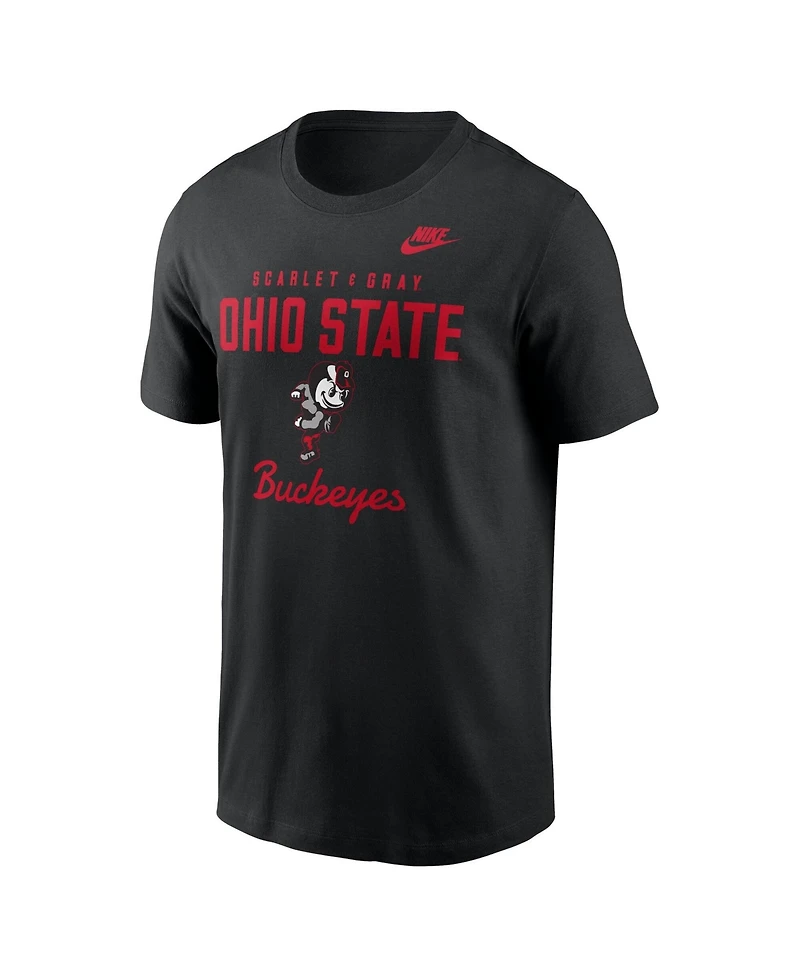Nike Men's Black Ohio State Buckeyes Legacy Stacked Established T-Shirt