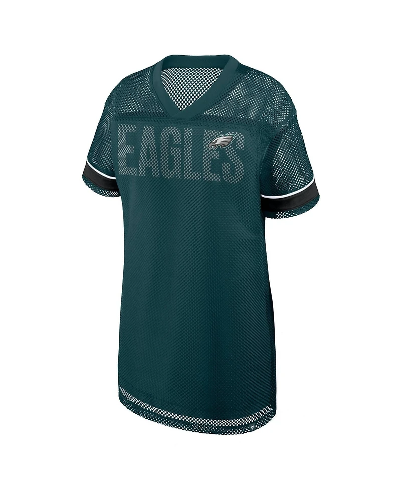 Fanatics Women's Philadelphia Eagles Team First Deep Route Oversized Mesh Short-Sleeve Dress