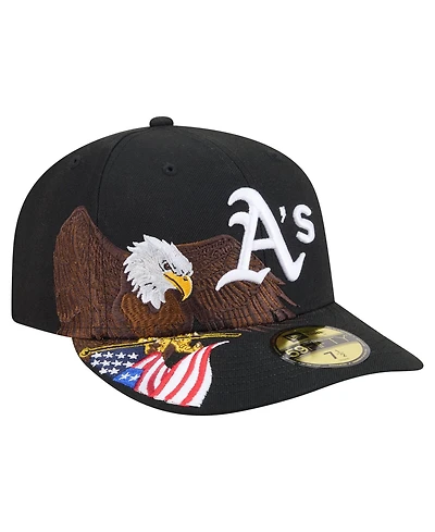 New Era Men's Black Athletics Americana Bald Eagle Pre-Curved 59FIFTY Fitted Hat