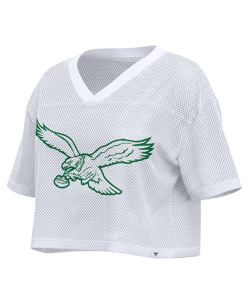 Fanatics Women's Philadelphia Eagles Oversized Mesh Cropped V-Neck Jersey