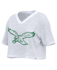 Fanatics Women's Philadelphia Eagles Oversized Mesh Cropped V-Neck Jersey