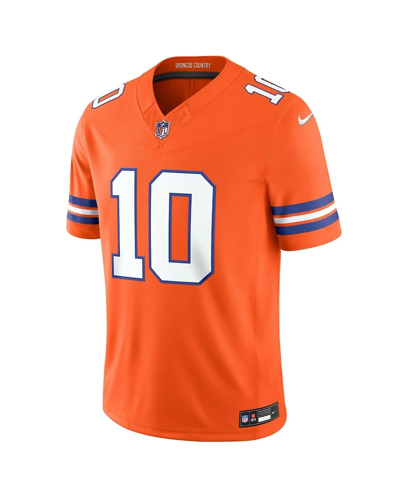 Nike Men's Bo Nix Orange Denver Broncos Alternate Mile High Collection 1977 Throwback Vapor F.u.s.e. Stitched Limited Jersey