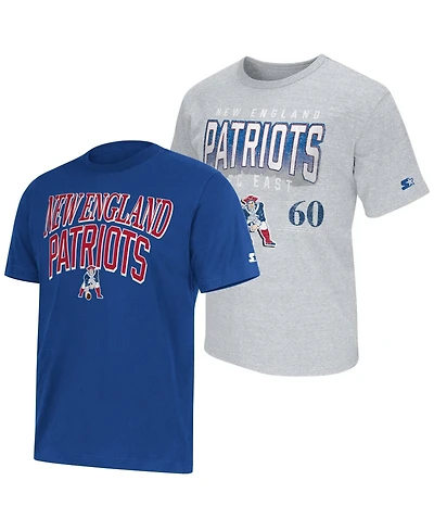 Starter Men's Royal/Heather Gray New England Patriots Two-Pack Throwback Logo T-Shirt Set