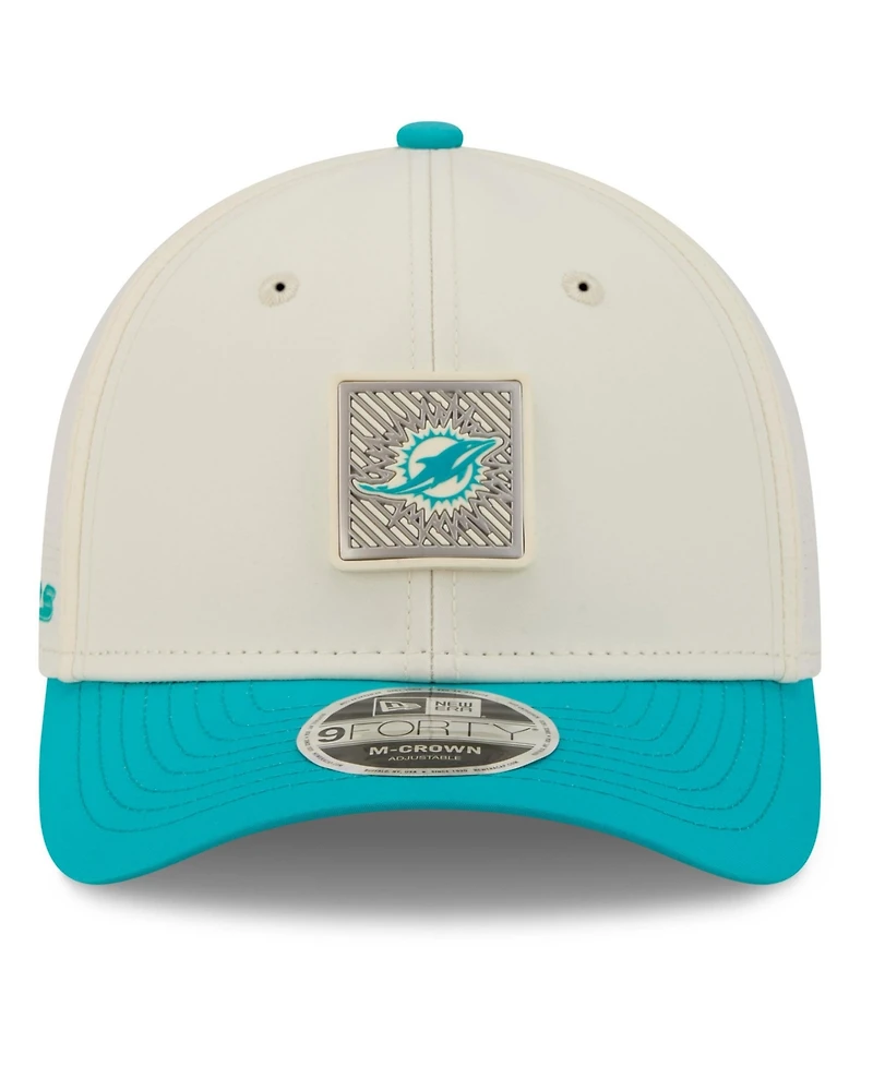 New Era Men's Cream/Aqua Miami Dolphins 2026 Nfl Training Camp 9FORTY Adjustable Hat