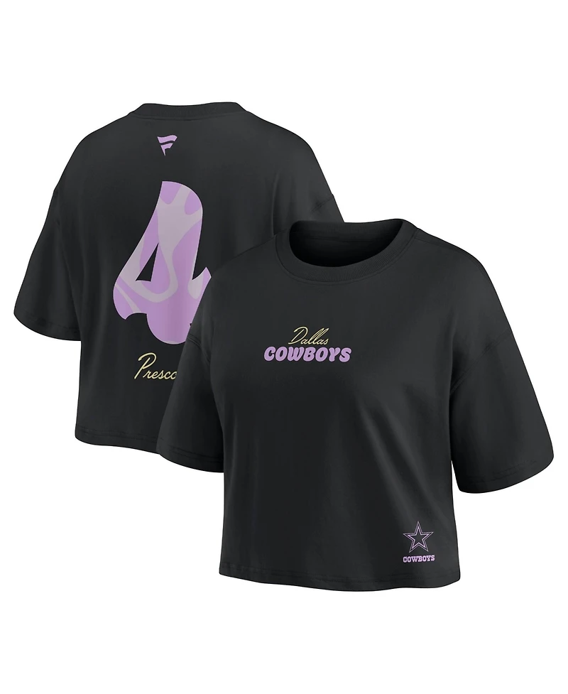 Fanatics Women's Dallas Cowboys Dak Prescott Relaxed-Fit Cropped T-Shirt