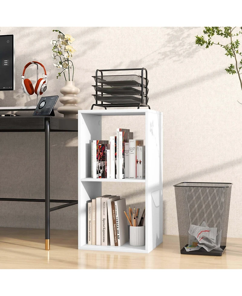 Costway 2-Cube Bookcase Open Back Bookshelf with Anti-tip Kit Modern Style Organizer