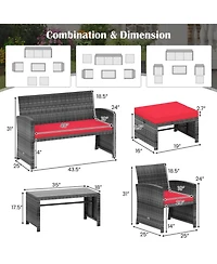 Gouun Outdoor Pe Rattan Patio Conversation Set with Loveseat