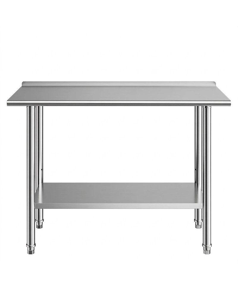 Hongge Commercial Grade Stainless Steel Food Prep Station 24 x 48 in with Backsplash and Adjustable Undershelf