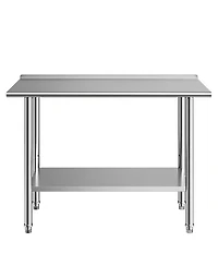Hongge Commercial Grade Stainless Steel Food Prep Station 24 x 48 in with Backsplash and Adjustable Undershelf