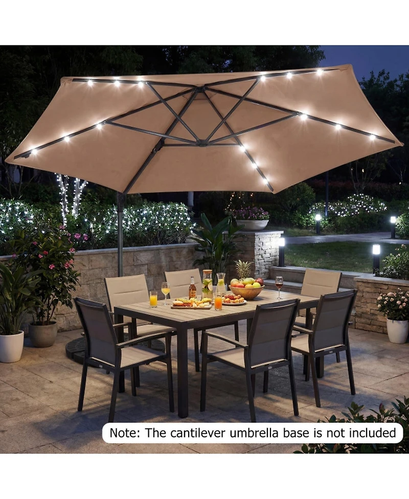 Gouun 10 Feet Cantilever Patio Umbrella with Solar Led Lights