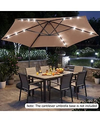 Gouun 10 Feet Cantilever Patio Umbrella with Solar Led Lights