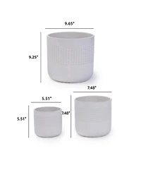 Yobtop Handmade Ceramic Planter Set of 3 - Graduated Sizes 5.51 to 9.65 Inch Flower Pots, Breathable Textured Clay, Indoor and Outdoor Use