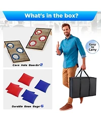 Aofar Electronic Cornhole Set Automatic Scoring Wood 8 Bags Carry Case