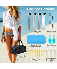 Aofar Beach Tent Shade Sun Shelter Sandbags Poles 10 X 10 Feet