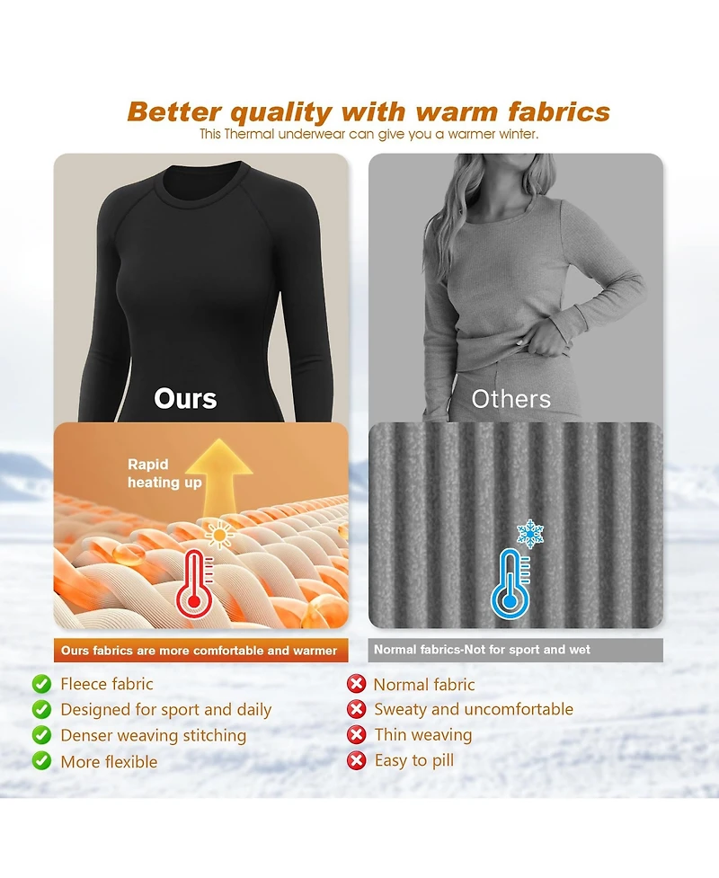 Piscifun Women's Base Layer Fleece-Lined 4-Way Stretch Top and Leggings Set