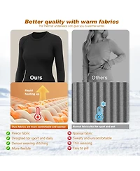 Piscifun Women's Base Layer Fleece-Lined 4-Way Stretch Top and Leggings Set