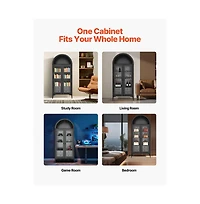 Slickblue 70" Tall Glass Door Cabinet with Adjustable Shelves for Home Storage