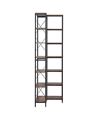 Slickblue L Shaped Corner Bookshelf with 7 Tier Storage Shelves, Tall Display Rack for Living Room