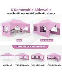 Gouun 10 x 20 feet Pop-Up Canopy Tent with 6 Sidewalls, Windows and Carrying Bag