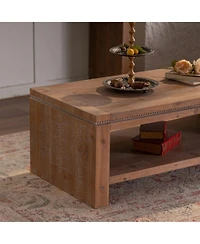 Clihome 47.24" Rustic 2-Tier Rectangle Coffee Table - Solid Wood and Mdf Farmhouse Coffee Table