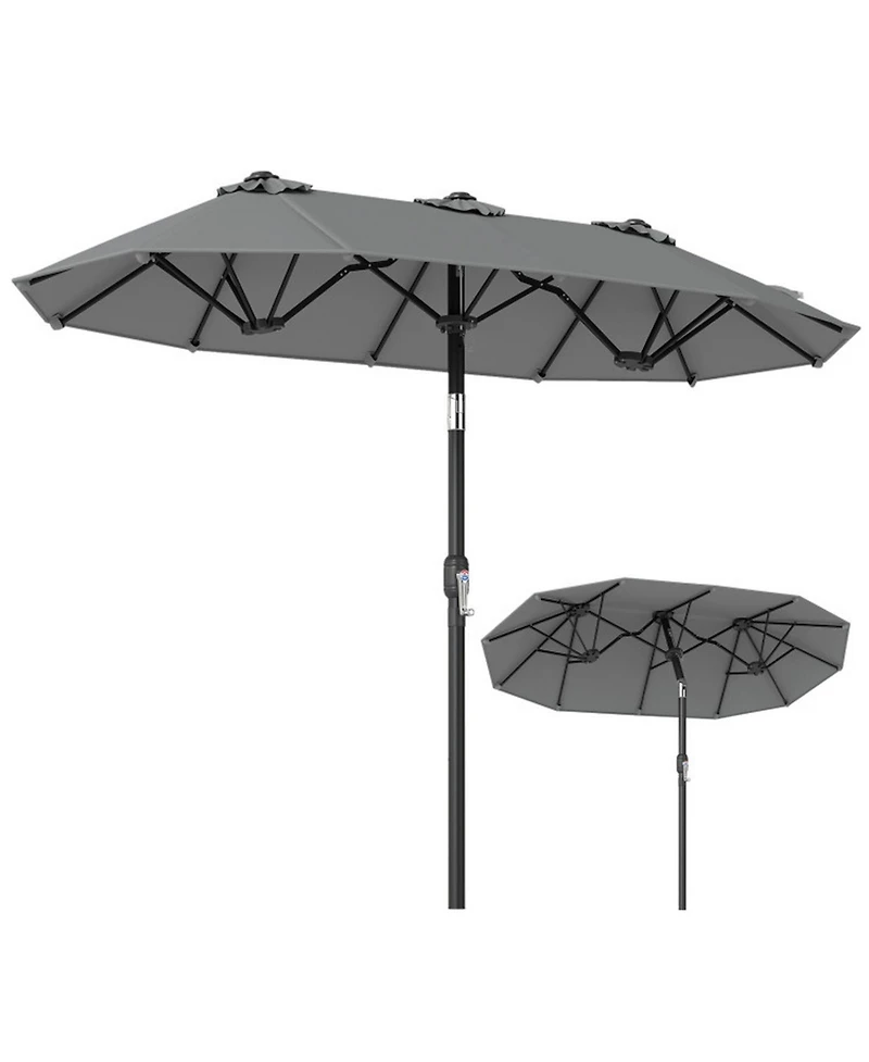 Gouun 10 ft Double-Sided Rectangular Patio Umbrella with Push-Button Tilt