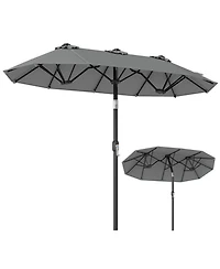 Gouun 10 ft Double-Sided Rectangular Patio Umbrella with Push-Button Tilt