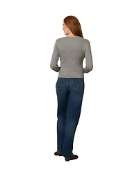 Cable & Gauge Women's Scalloped Rib Trim Cardigan