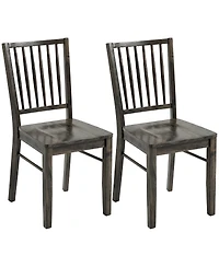 Homcom Set of 2 Farmhouse Dining Chairs with Solid Wood Legs