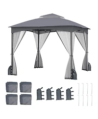 Sugift 10 X 10 Feet Heavy-Duty Patio Gazebo with Netting Walls and 4 Sandbags