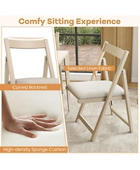 Gouun Folding Upholstered Dining Chairs Set of 4 with Curved Backrest, 330 lb Each