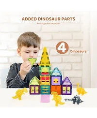 Hongge Dinosaur Magnetic Tiles 56-Piece Building Set, Ages 3+