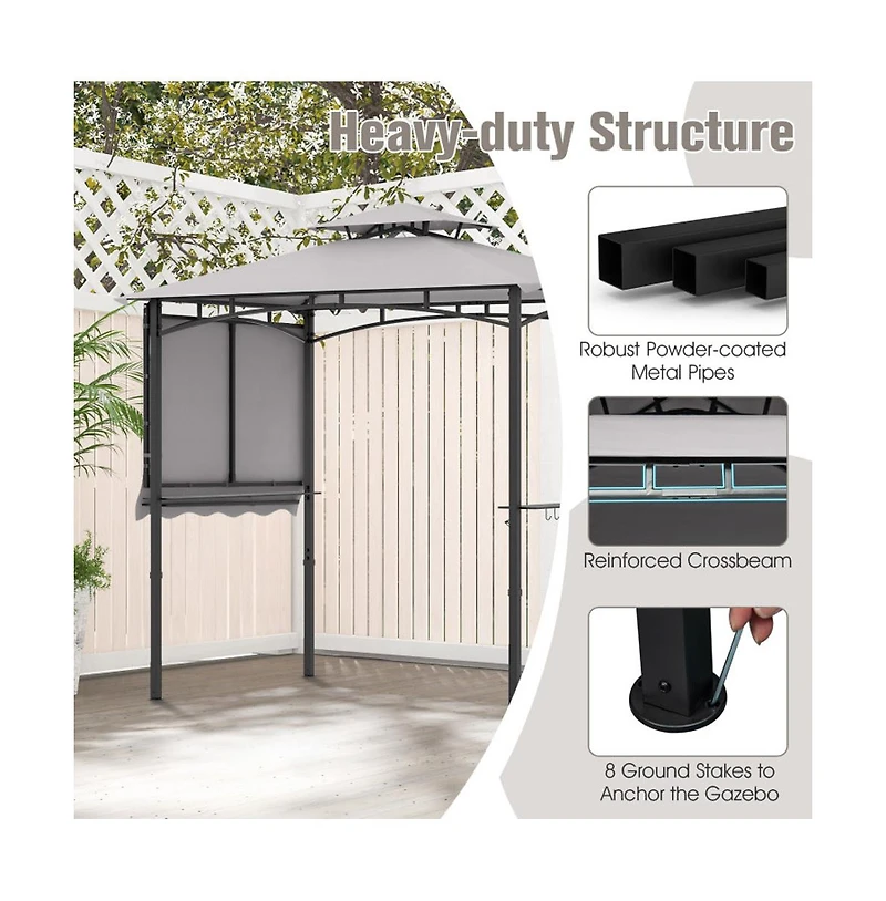 Boyel Living 11 x 5 Feet Grill Gazebo with Side Awning and Double-Tiered Top