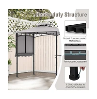 Boyel Living 11 x 5 Feet Grill Gazebo with Side Awning and Double-Tiered Top