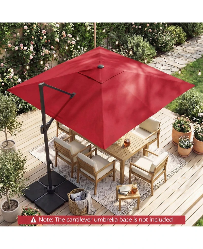 Gouun 10 feet Cantilever Offset Patio Umbrella with Solar Led Lights