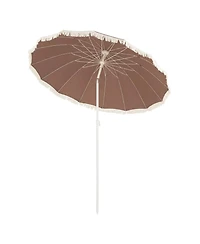 Gouun 7 feet Patio Umbrella with Fringe Boho Tassel Trim and Push-Button Tilt