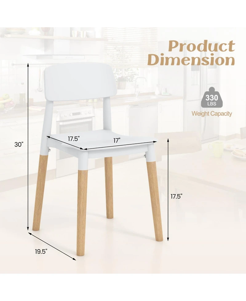 Gouun Set of 4 Modern Dining Side Chairs with Beech Wood Legs