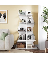Tribesigns 5-Tier Wavy Corner Bookshelf with Curved Design