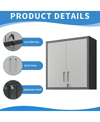 Boyel Living Wall Mounted Storage Cabinet Steel Adjustable Shelf Locking Doors