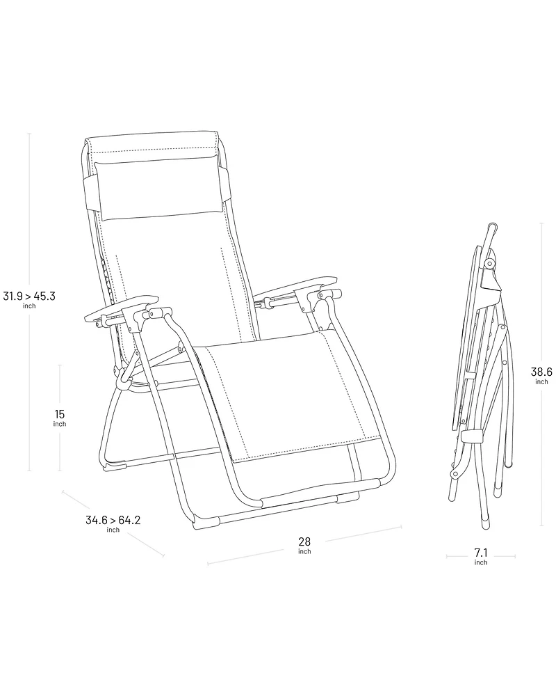 Lafuma Futura Zero Gravity Outdoor Steel Framed Lawn Recliner Chair