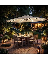 Gouun 10 Feet Solar Led Offset Cantilever Market Umbrella